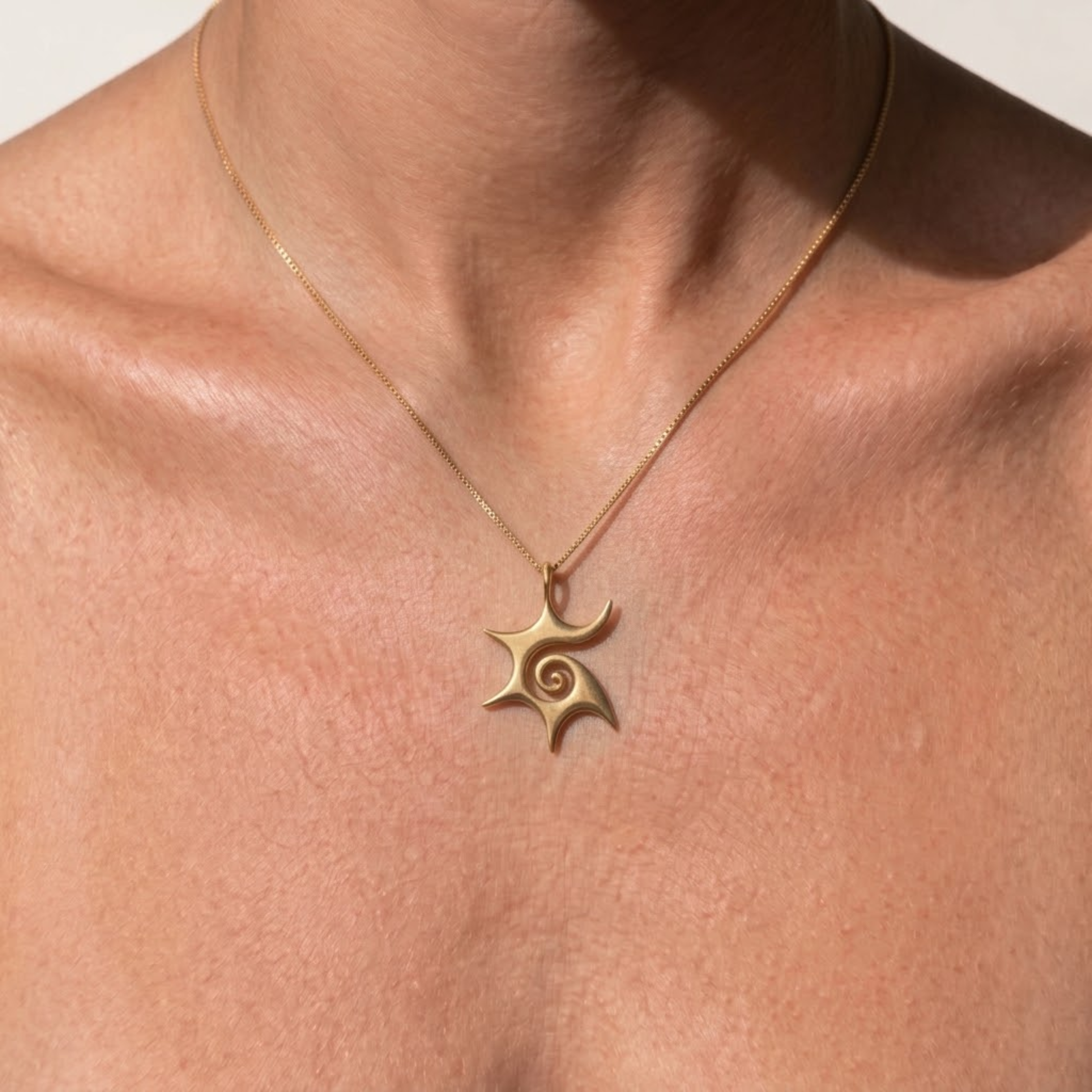 Swirl Gold Necklace featuring a sparkling star pendant, crafted in 18k Gold Vermeil—perfect for gifting and daily wear.