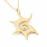 Gold sun pendant necklace with a swirl design, made from 18k Gold Vermeil—perfect for celebrating life's special moments.