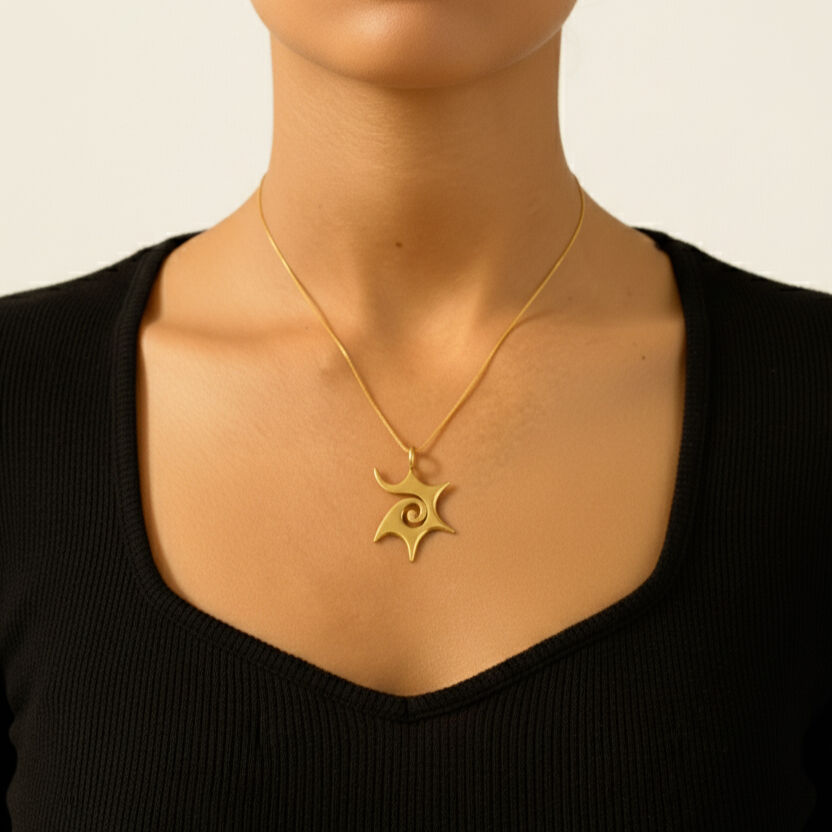 Swirl Gold Necklace featuring a sparkling star pendant, crafted in 18k Gold Vermeil—perfect for gifting and daily wear.
