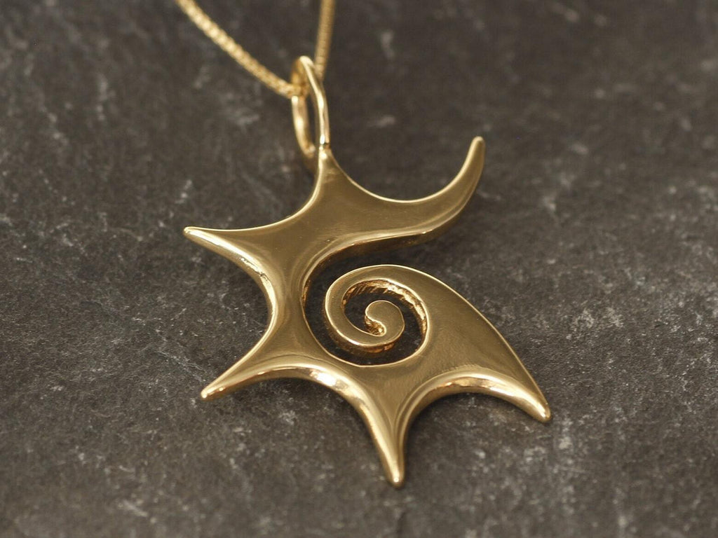 Gold Spiral Necklace, Swirl Pendant, Spiral Pendant, Ancient Necklace, Celtic Spiral Pendant, Gold Vermeil Pendant,Minimalist Swirl Necklace 18K Gold