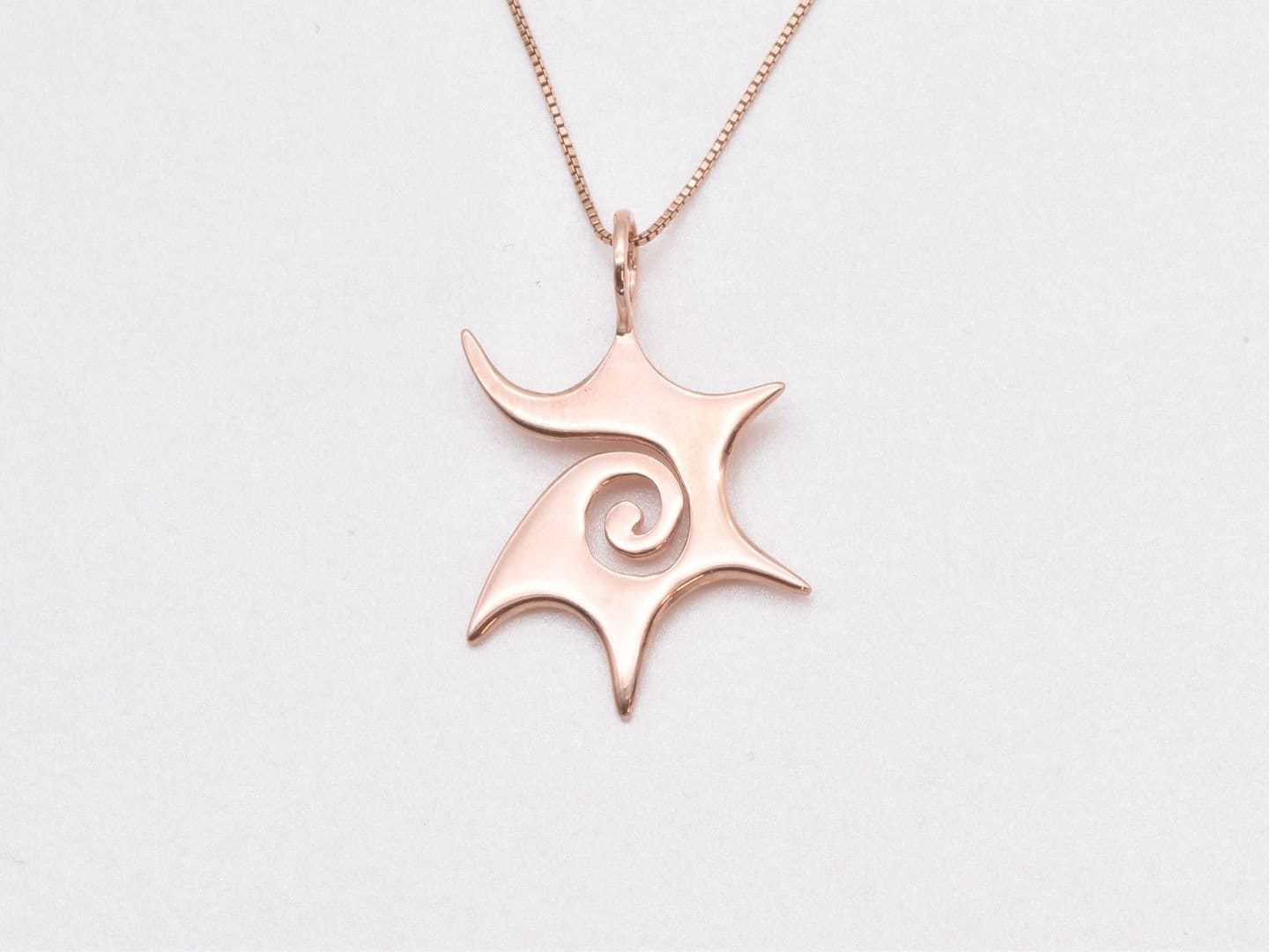 Gold Sun Pendant, Gold Plated Pendant, Boho Necklace, Swirl Pendant, Statement Pendant, Artistic Pendant, Star Necklace, Vermeil Pendant(2)