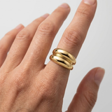 Gold Dome Ring - Double Layer Band - Wide Chunky Ring
