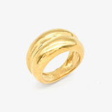 Wide Gold Band - Chunky Pink Ring - Double Band Ring