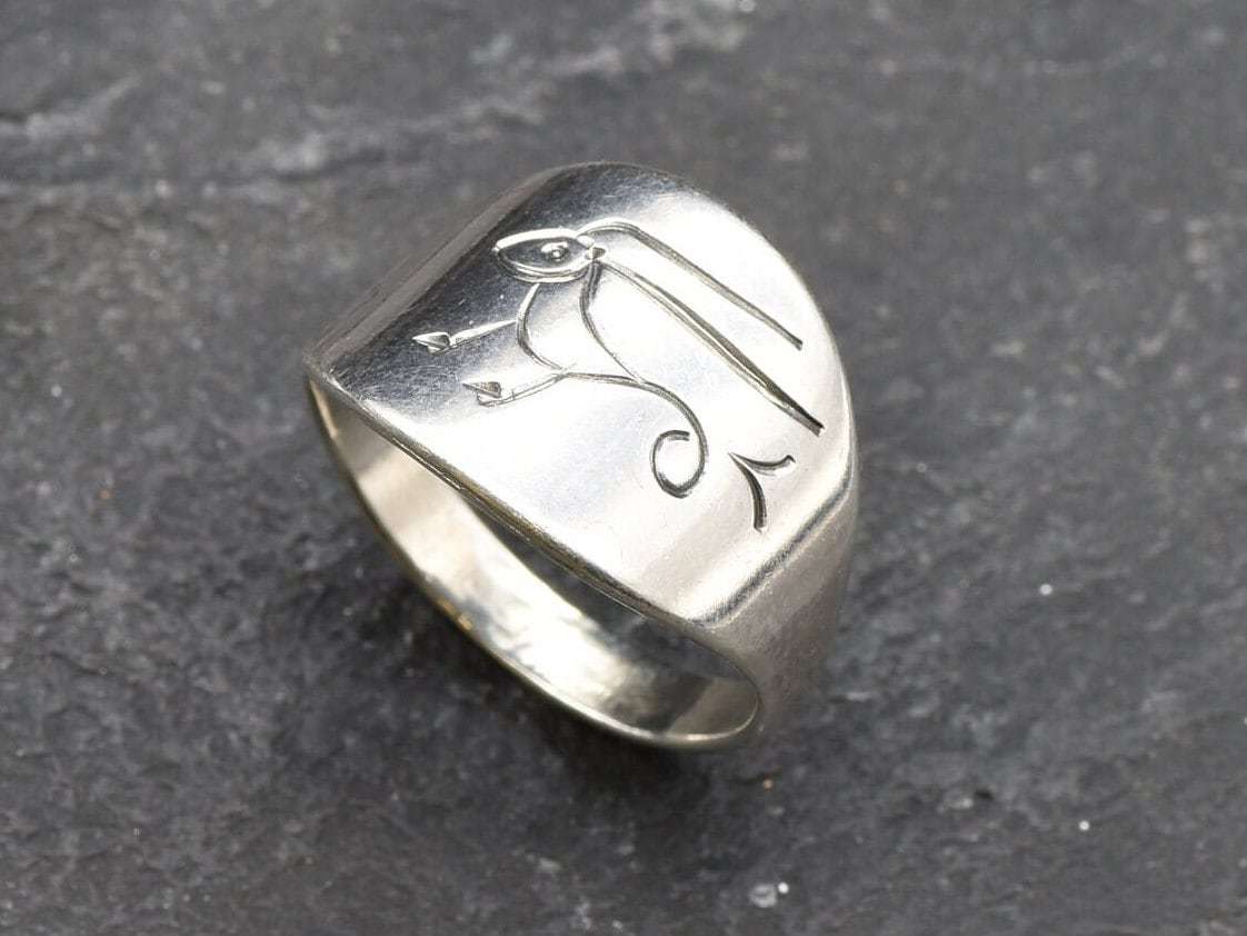 Capricorn Ring, Zodiac Ring, Wide Silver Ring, Signet Ring, Astrology Ring, January Ring, Solid Silver Ring, Wide Band, 925 Sterling Silver