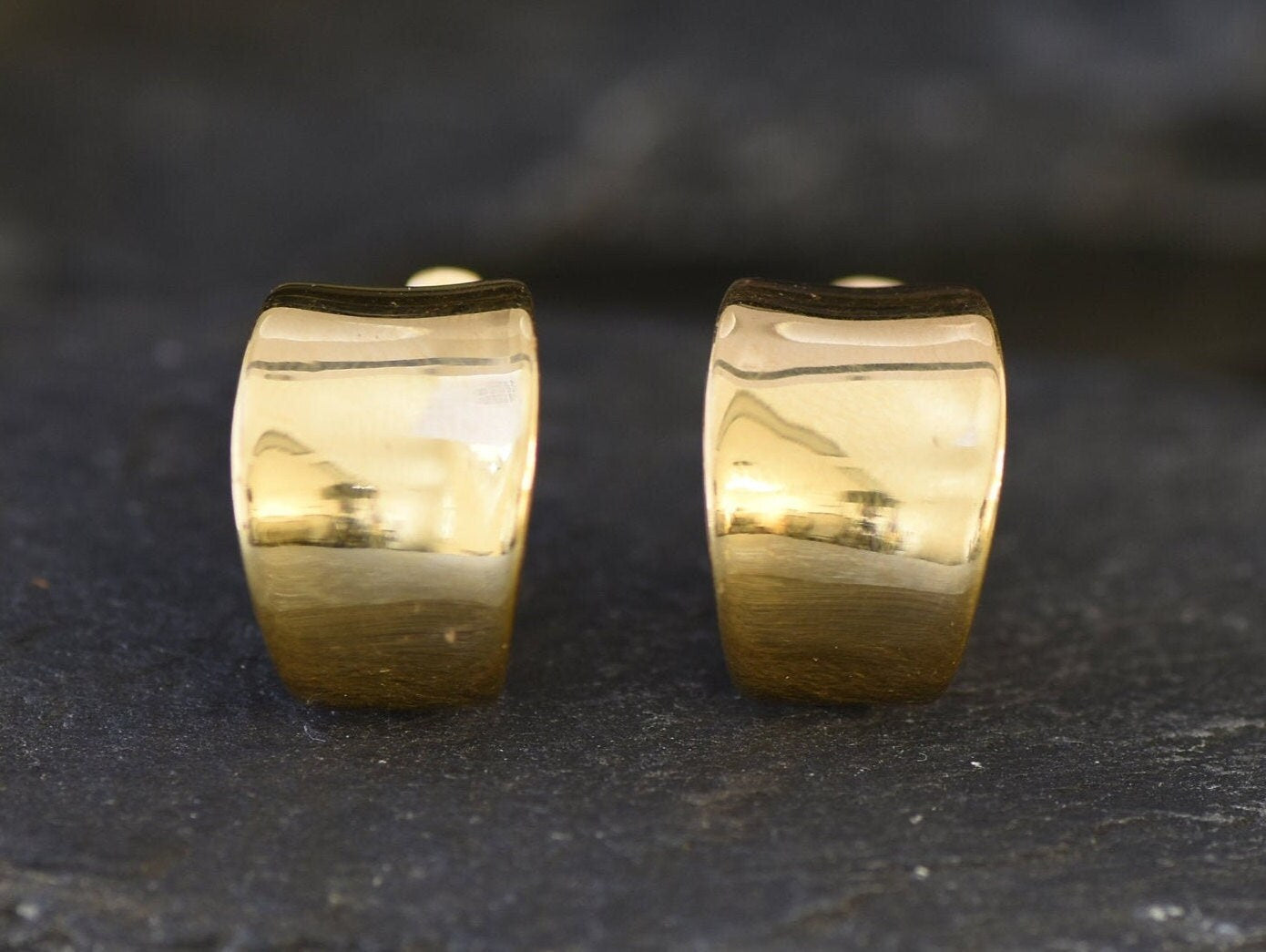 Gold Chunky Earrings, Half Hoops, Statement Earrings, Wide Gold Earrings, Hoop Earrings, Gold Huggies, Gold Plated Earrings, Vermeil Studs