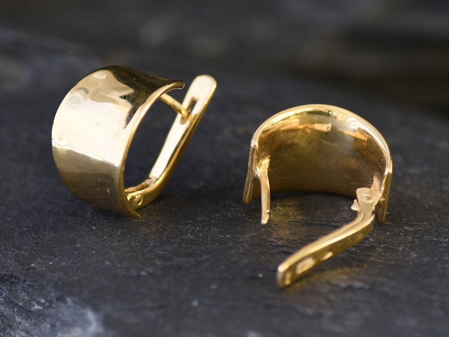 Gold Chunky Earrings, Half Hoops, Statement Earrings, Wide Gold Earrings, Hoop Earrings, Gold Huggies, Gold Plated Earrings, Vermeil Studs