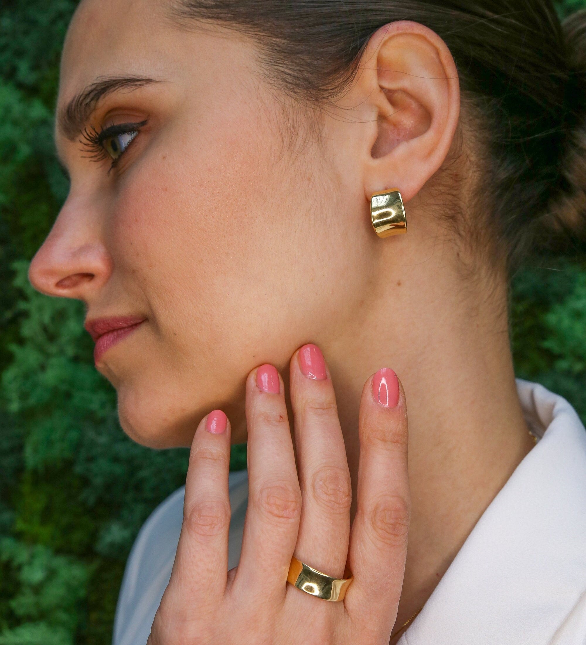 Gold Chunky Earrings, Half Hoops, Statement Earrings, Wide Gold Earrings, Hoop Earrings, Gold Huggies, Gold Plated Earrings, Vermeil Studs