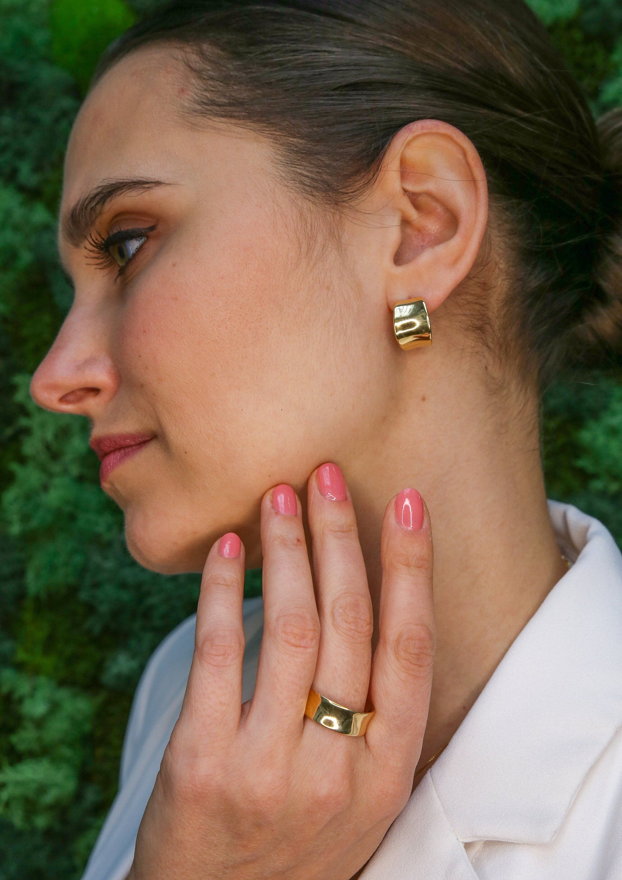 Gold Chunky Earrings, Half Hoops, Statement Earrings, Wide Gold Earrings, Hoop Earrings, Gold Huggies, Gold Plated Earrings, Vermeil Studs