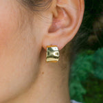 Gold Chunky Earrings, Half Hoops, Statement Earrings, Wide Gold Earrings, Hoop Earrings, Gold Huggies, Gold Plated Earrings, Vermeil Studs