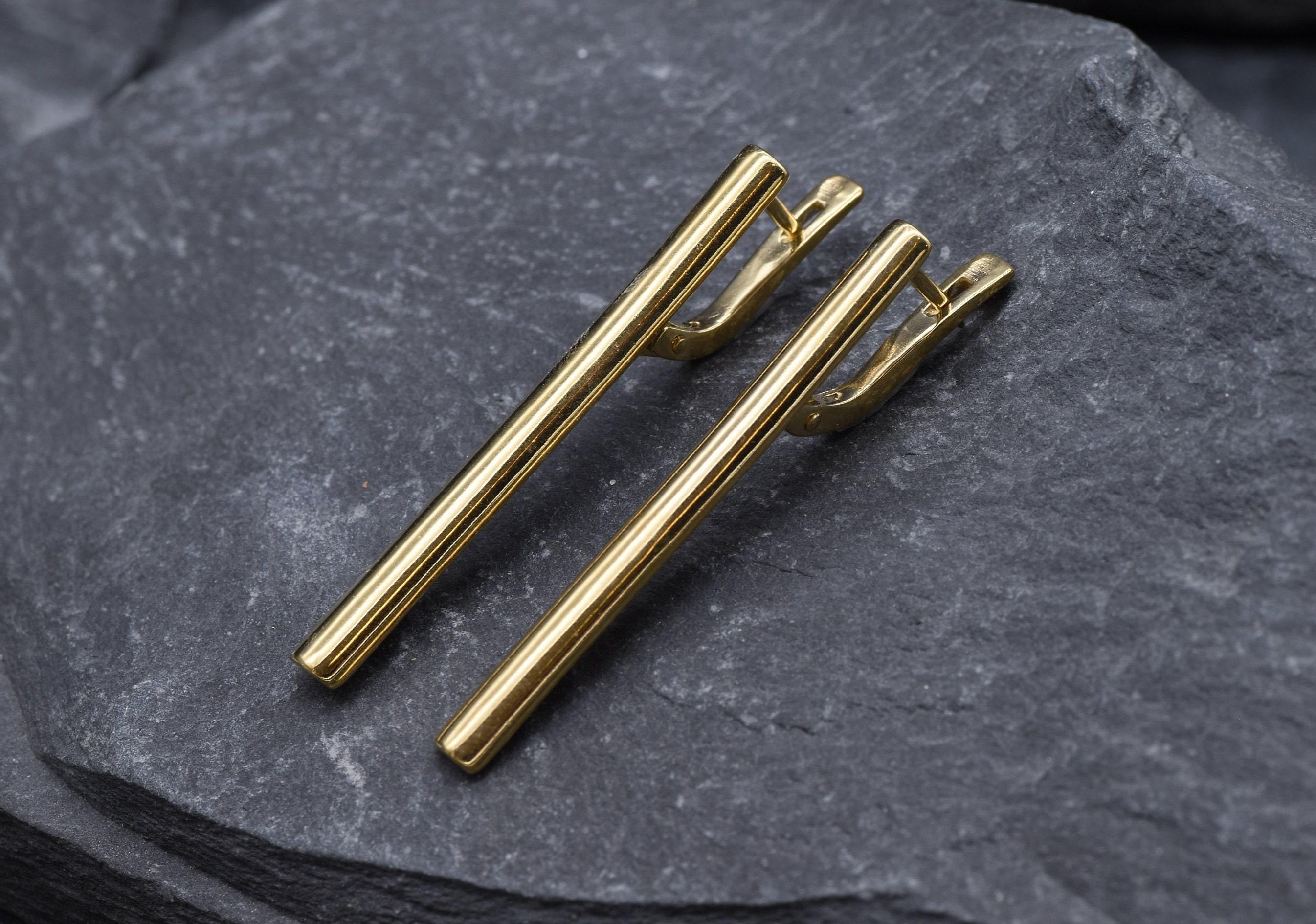 Long Line Earrings, Gold Earrings, Straight Line Earrings, Minimalist Earrings, Long Studs, Gold Plated Earrings, Gold Vermeil Stud Earrings