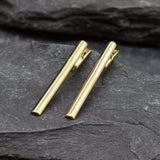 Long Line Earrings, Gold Earrings, Straight Line Earrings, Minimalist Earrings, Long Studs, Gold Plated Earrings, Gold Vermeil Stud Earrings