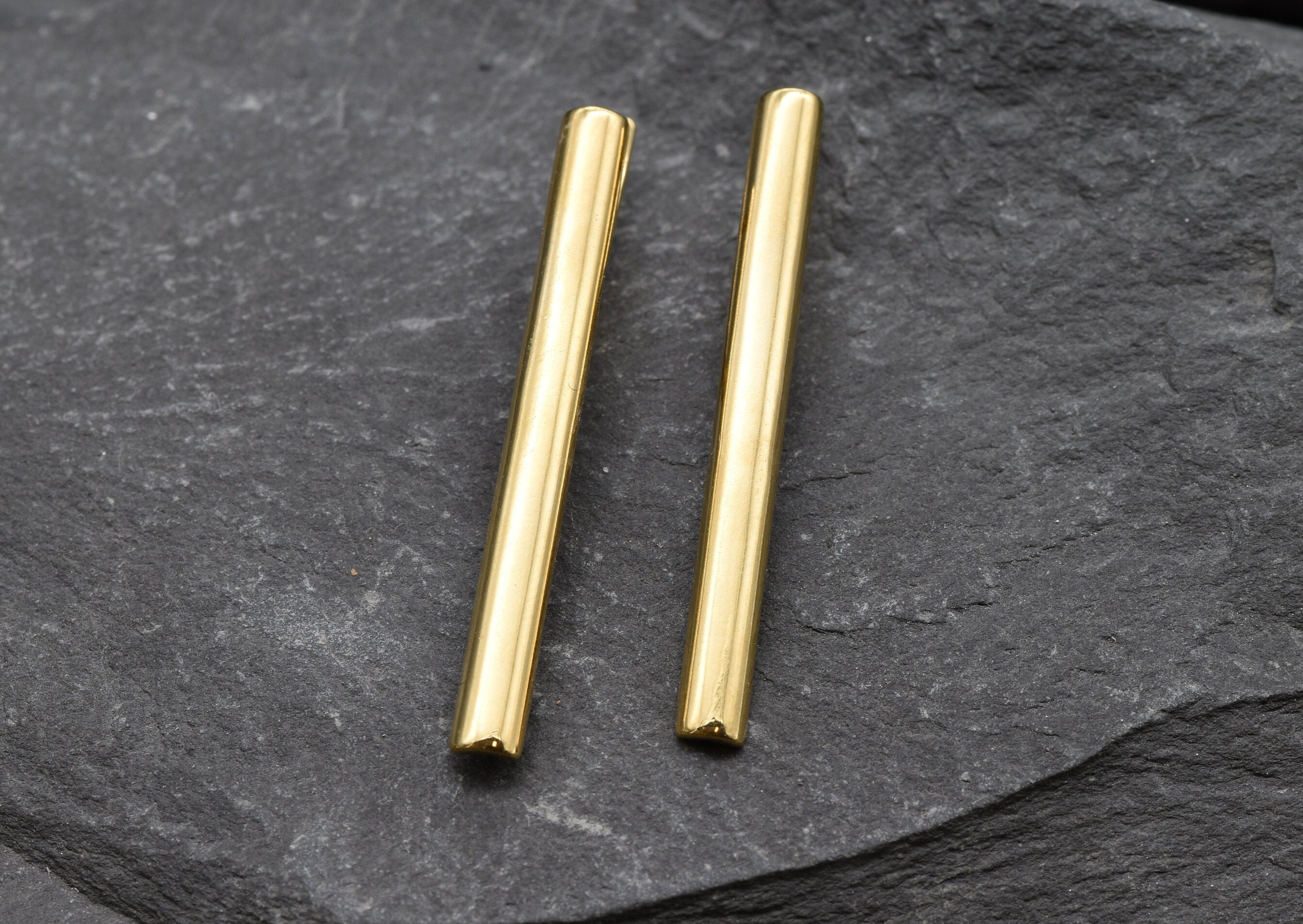 Long Line Earrings, Gold Earrings, Straight Line Earrings, Minimalist Earrings, Long Studs, Gold Plated Earrings, Gold Vermeil Stud Earrings