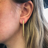 Long Line Earrings, Gold Earrings, Straight Line Earrings, Minimalist Earrings, Long Studs, Gold Plated Earrings, Gold Vermeil Stud Earrings