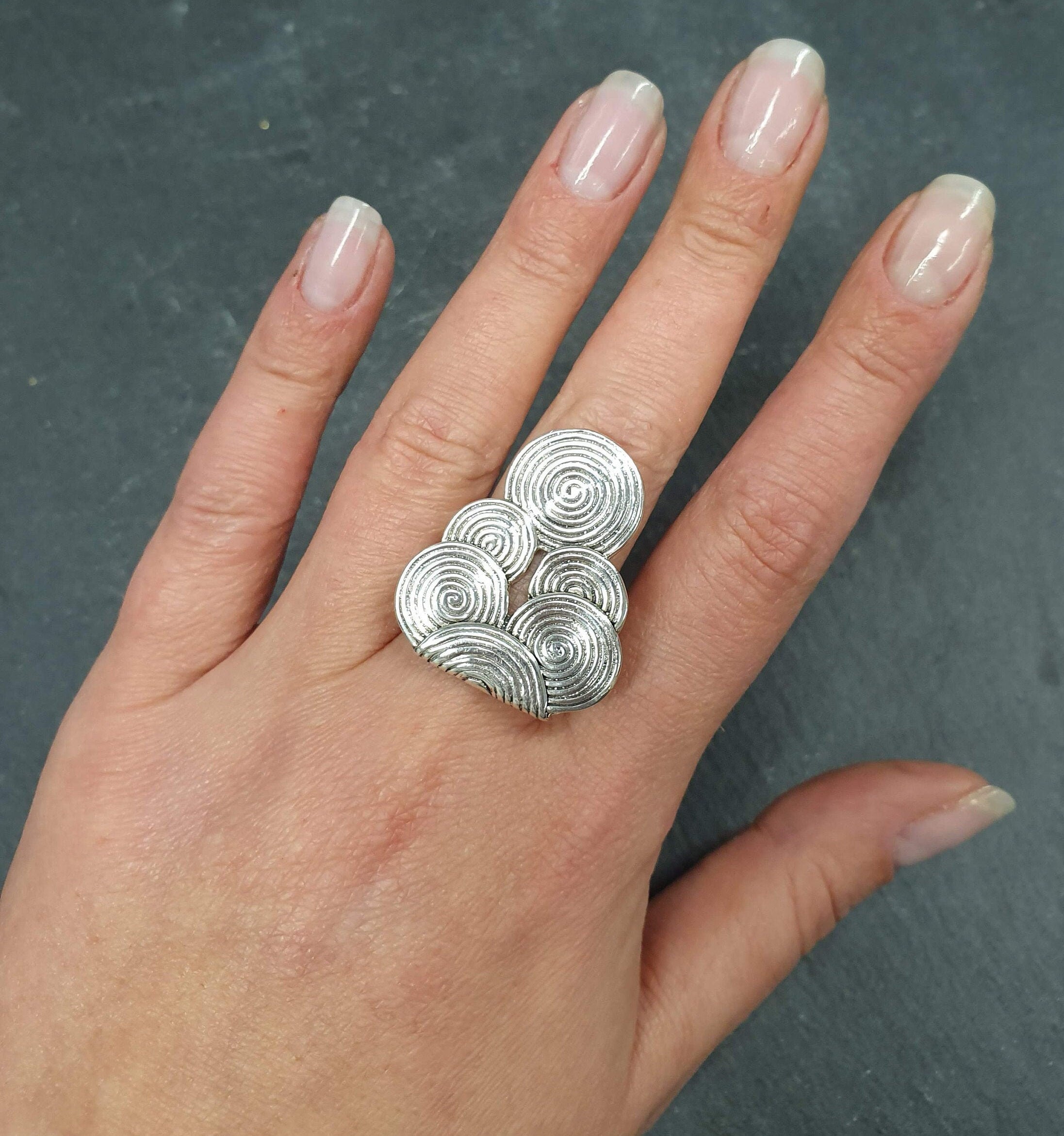 Large Silver Ring, Geometric Ring, Infinity Ring, Tribal Ring, Circle Ring, Statement Ring, Vintage Ring, Sterling Silver Ring, Celtic Ring