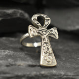 Silver Ankh Ring - Long Cross Ring - Large Cross Silver Ring