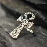 Silver Ankh Ring - Long Cross Ring - Large Cross Silver Ring