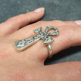 Silver Ankh Ring - Long Cross Ring - Large Cross Silver Ring