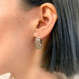 Silver Filigree Earrings - Silver Ornament Earrings - Half Hoop Silver Earrings