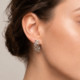 Silver Filigree Earrings - Silver Ornament Earrings - Half Hoop Silver Earrings