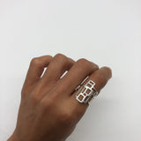 Geometric Ring, Statement Ring, Solid Silver Ring, Long Ring, Tower Ring, Rectangle Ring, Abstract Ring, 925 Silver Ring, Unique Shape Ring