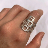 Silver Geometric Ring - Silver Statement Ring - Unique Silver Ring