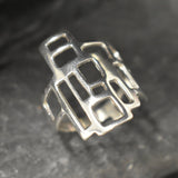 Geometric Ring, Statement Ring, Solid Silver Ring, Long Ring, Tower Ring, Rectangle Ring, Abstract Ring, 925 Silver Ring, Unique Shape Ring