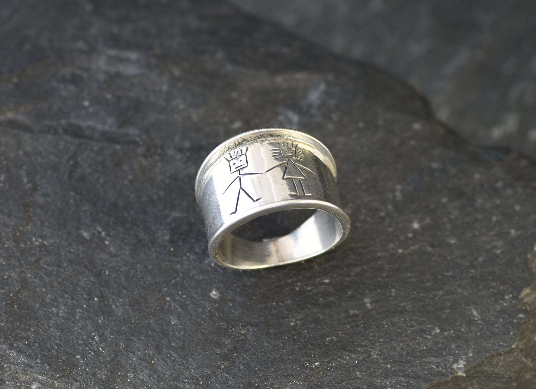 Silver Cuff Ring, Wide Silver Band, Engraved Ring, Boy Girl Ring, Sturdy Ring, Love Ring, Friendship Ring, Solid Silver, Sterling Silver