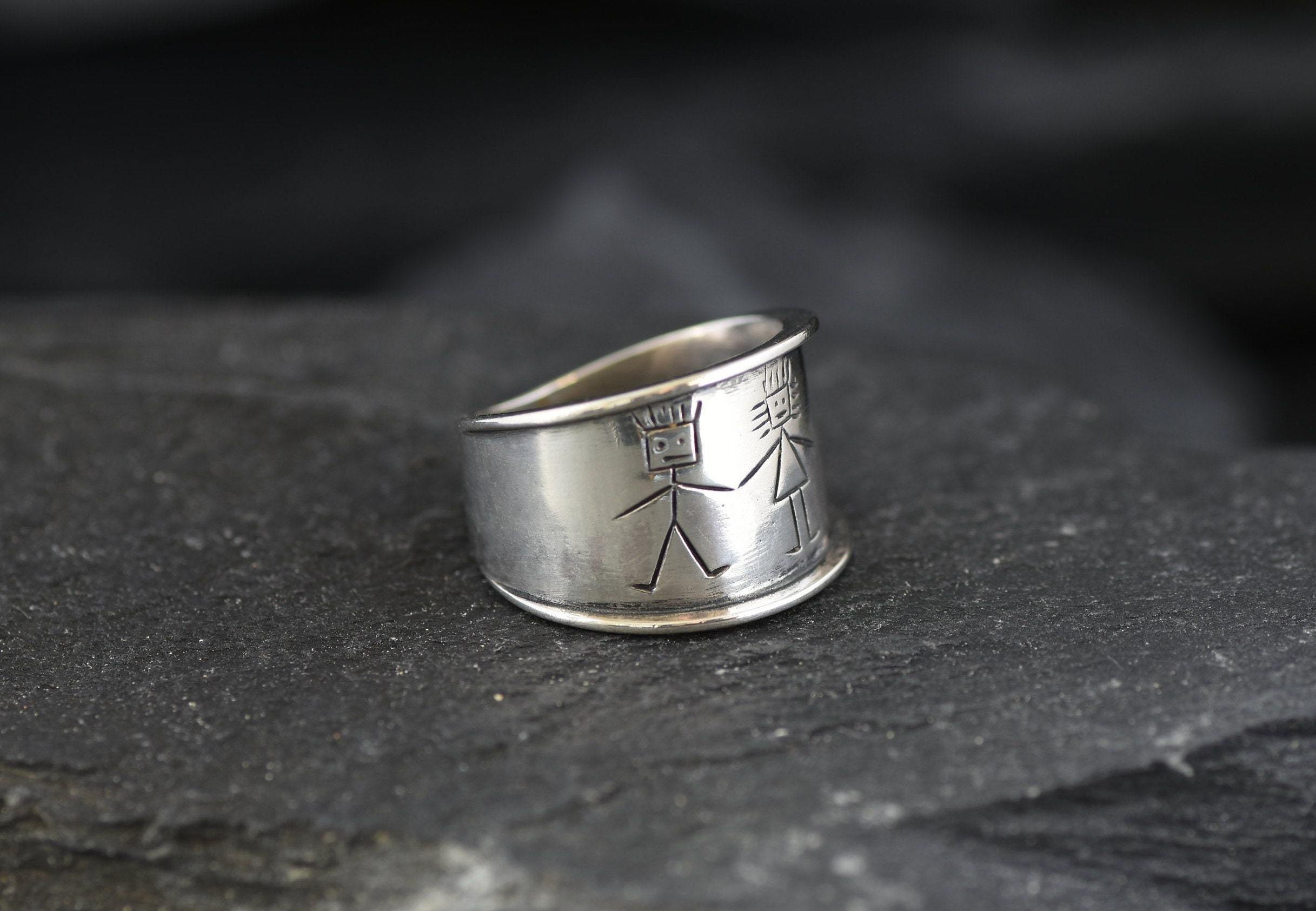 Silver Cuff Ring, Wide Silver Band, Engraved Ring, Boy Girl Ring, Sturdy Ring, Love Ring, Friendship Ring, Solid Silver, Sterling Silver