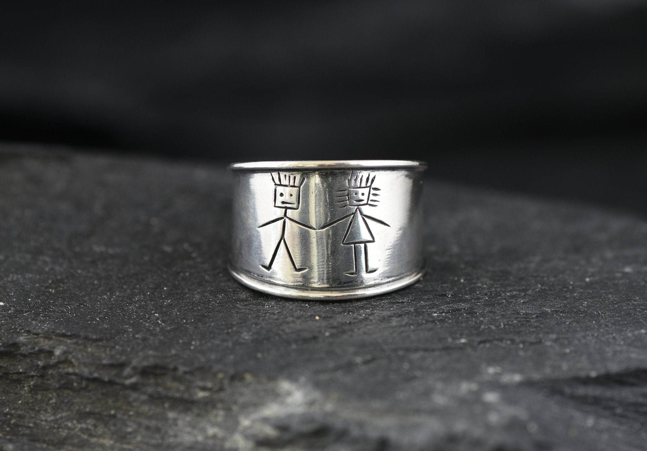 Silver Cuff Ring, Wide Silver Band, Engraved Ring, Boy Girl Ring, Sturdy Ring, Love Ring, Friendship Ring, Solid Silver, Sterling Silver