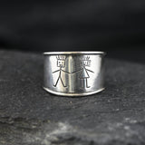 Silver Cuff Ring, Wide Silver Band, Engraved Ring, Boy Girl Ring, Sturdy Ring, Love Ring, Friendship Ring, Solid Silver, Sterling Silver