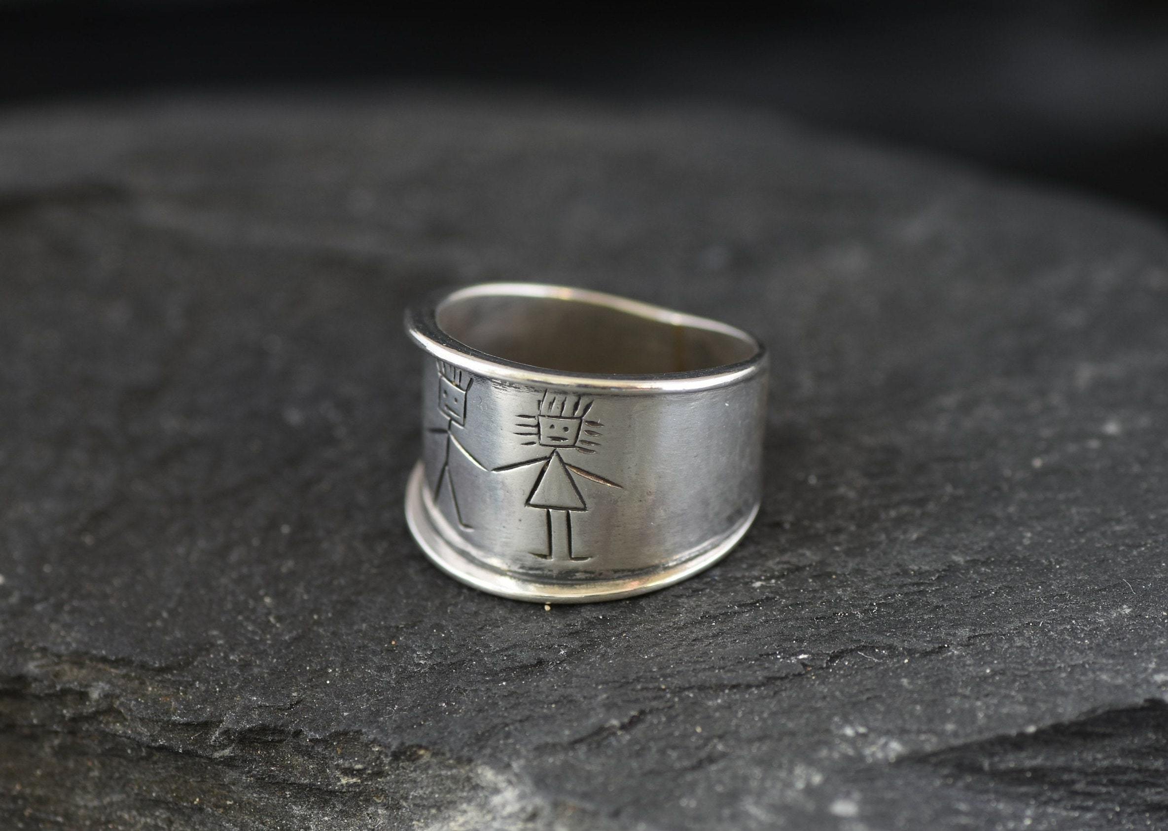 Silver Cuff Ring, Wide Silver Band, Engraved Ring, Boy Girl Ring, Sturdy Ring, Love Ring, Friendship Ring, Solid Silver, Sterling Silver