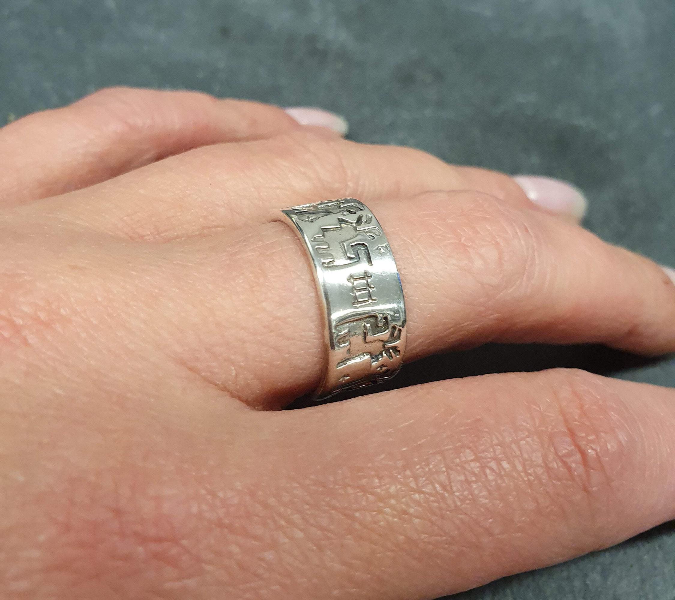 Reindeer Ring, Rudolf The Reindeer, Solid Silver Ring, Christmas Ring, Santa Ring, Wide Silver Band, Imprinted Ring, Engraved Band, 925 Ring
