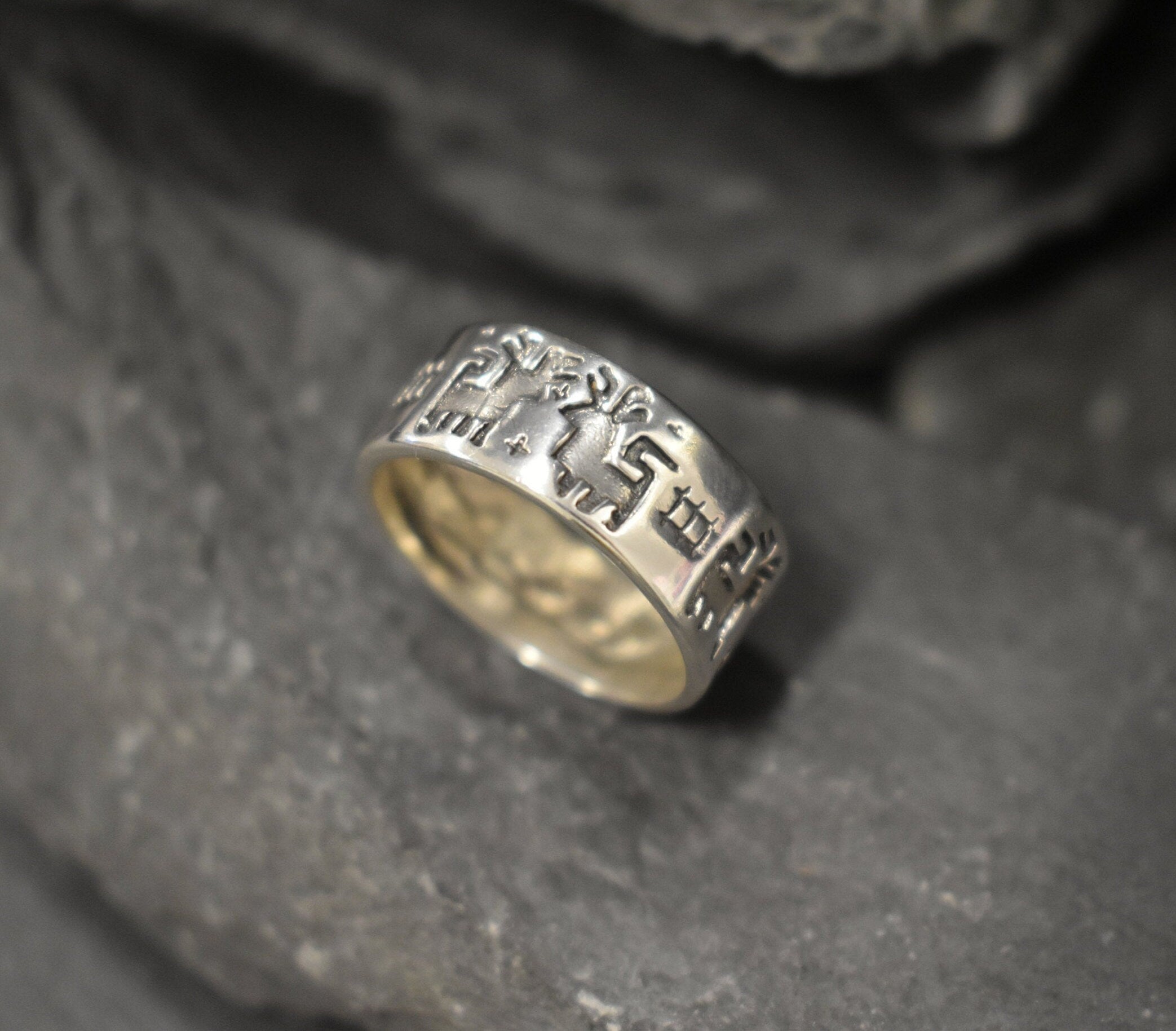 Reindeer Ring, Rudolf The Reindeer, Solid Silver Ring, Christmas Ring, Santa Ring, Wide Silver Band, Imprinted Ring, Engraved Band, 925 Ring