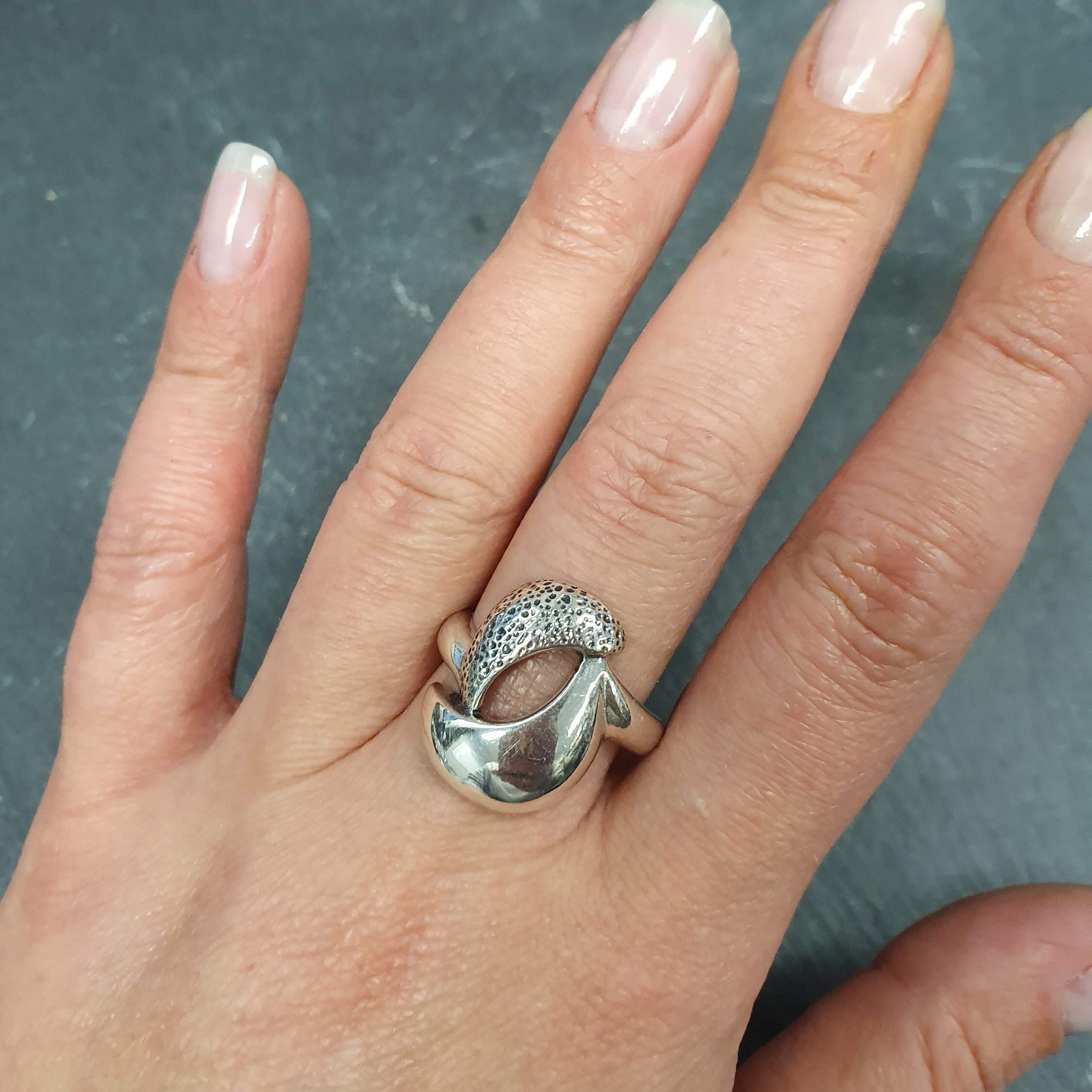 Intertwined Ring, Statement Ring, Sterling Silver Ring, Yin Yang Ring, Artistic Ring, Bohemian Ring, Large Silver Ring, Asymmetric Ring