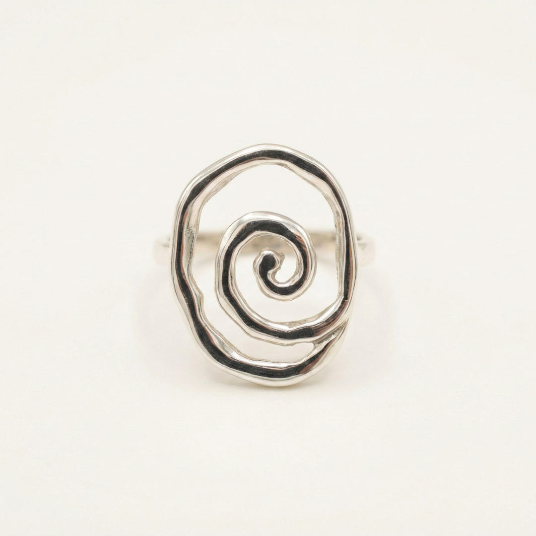 Stylish Large Silver Swirl Ring in 925 Sterling Silver, a stunning statement piece for everyday wear and special celebrations.