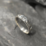 Silver Aztec Ring, Tribal Band, Stackable Band, Sterling Silver Ring, Ring with Patterns, Engraved Ring, Symbolic Ring, Solid Silver Band(1)