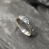 Silver Aztec Ring, Tribal Band, Stackable Band, Sterling Silver Ring, Ring with Patterns, Engraved Ring, Symbolic Ring, Solid Silver Band(1)