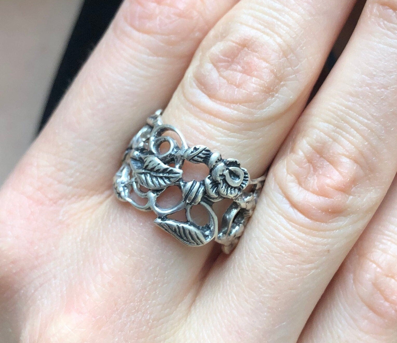 Rose Band, Rose Bush Ring, Vintage Ring, Statement Ring, Chunky Band, Sleeping Beauty Ring, Aurora Ring, Flower Band, Solid Silver Ring