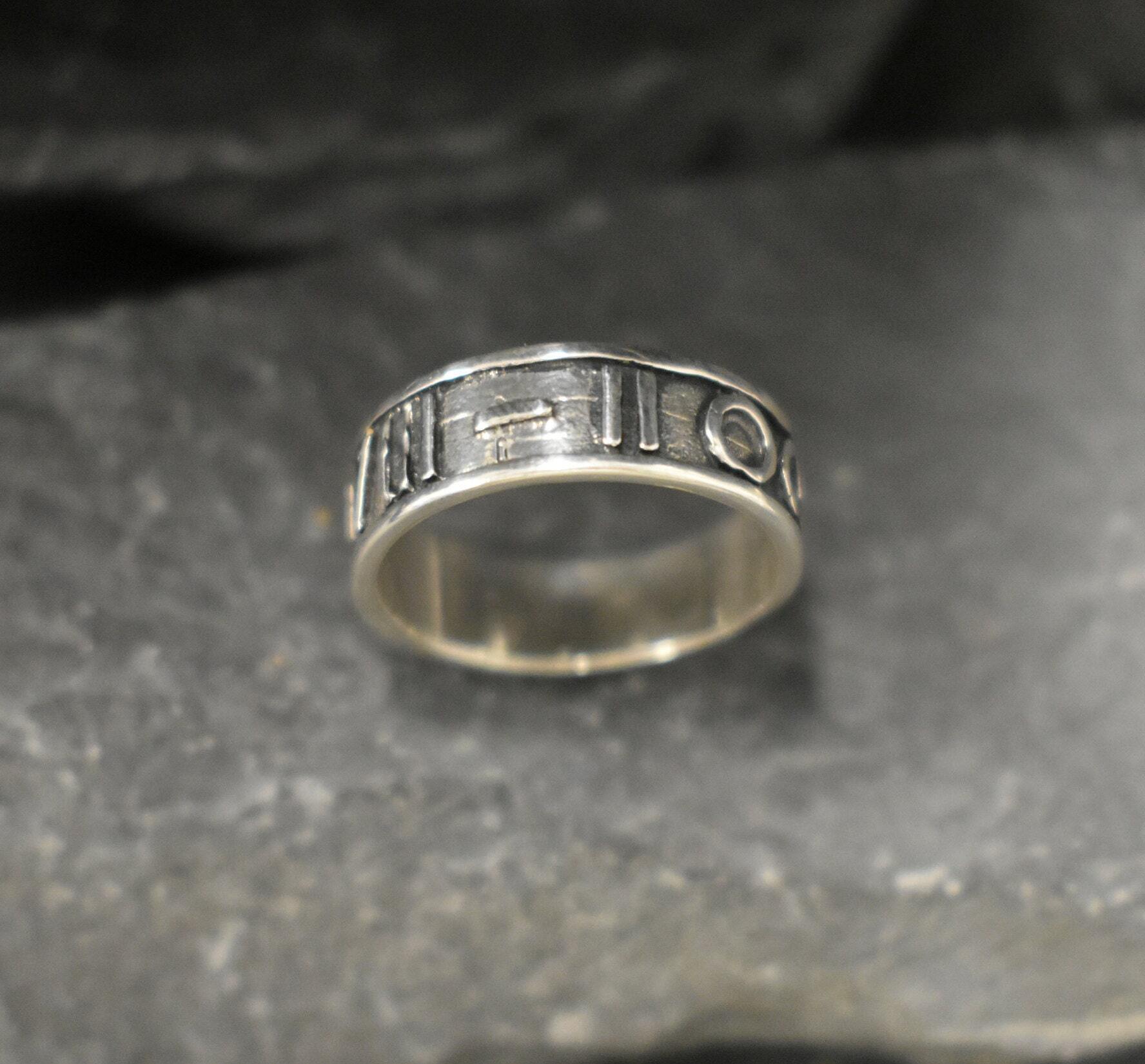 Roman Numbers Ring, Thick Silver Band, Numeral Band, Solid Silver Ring, Vintage Ring, Roman Numerals Ring, Sterling Silver Ring, Unique Band