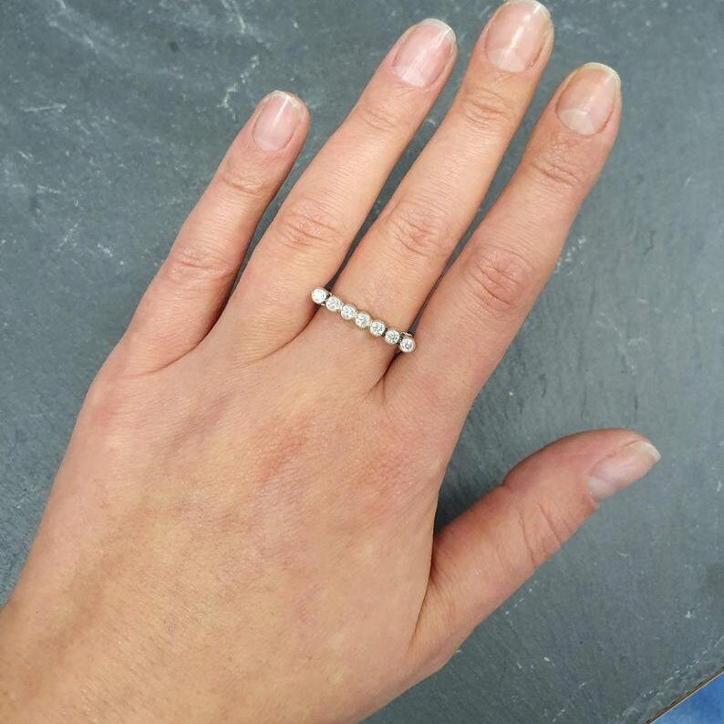 Bubble Bar Ring, Silver Bar Ring, Bubble Ring, Vintage Ring, Stackable Ring, Silver Braided Ring, Braided Band, Silver Band, 925 Silver Ring