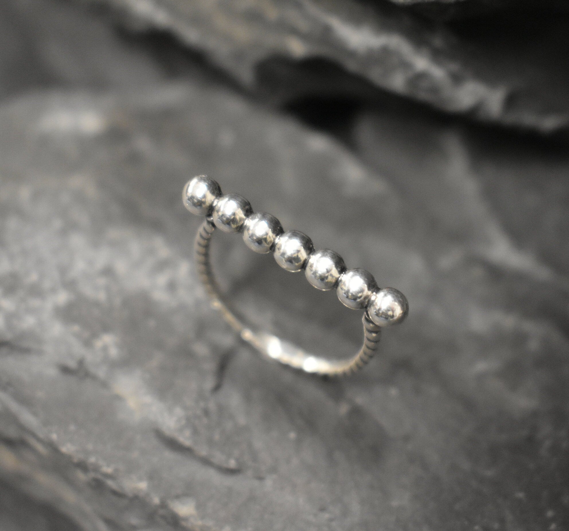 Bubble Bar Ring, Silver Bar Ring, Bubble Ring, Vintage Ring, Stackable Ring, Silver Braided Ring, Braided Band, Silver Band, 925 Silver Ring