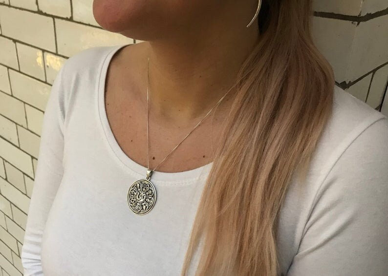 Silver Buddhist Pendant, Solid Silver Pendant, Silver Symbolic Pendant, Symbol Pendant, Buddhist Symbol, Buddha Pendant, Silver Yoga Pendant