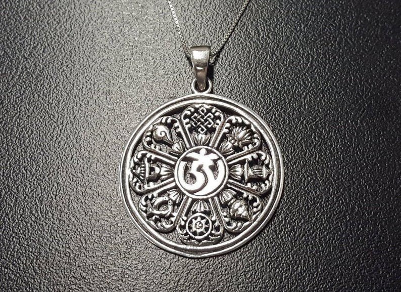 Silver Buddhist Pendant, Solid Silver Pendant, Silver Symbolic Pendant, Symbol Pendant, Buddhist Symbol, Buddha Pendant, Silver Yoga Pendant