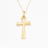 Gold Cross Pendant - Egyptian Ankh Necklace - Ancient Christian Pendant made in 18k Gold Vermeil. Ideal for everyday wear and perfect for birthday gifting and special occasions.