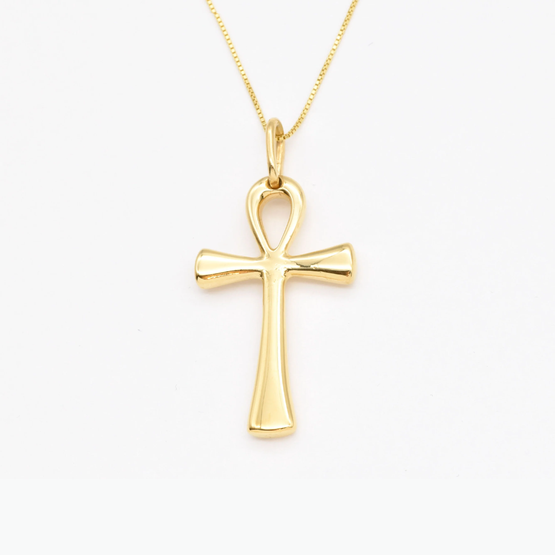 Delicate Gold Ankh Necklace in 18k Gold Vermeil, a beautiful fusion of spirituality and style, perfect for daily wear.