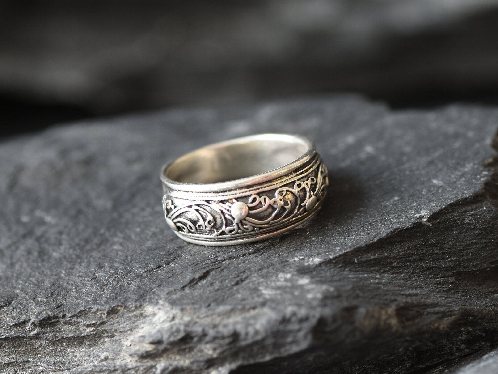 Silver Chunky Ring, Wave Ring, Artistic Ring, Sea Ring, Large Silver Ring, Wide Silver Ring, Swirl Ring, 925 Sterling Silver, Solid Silver