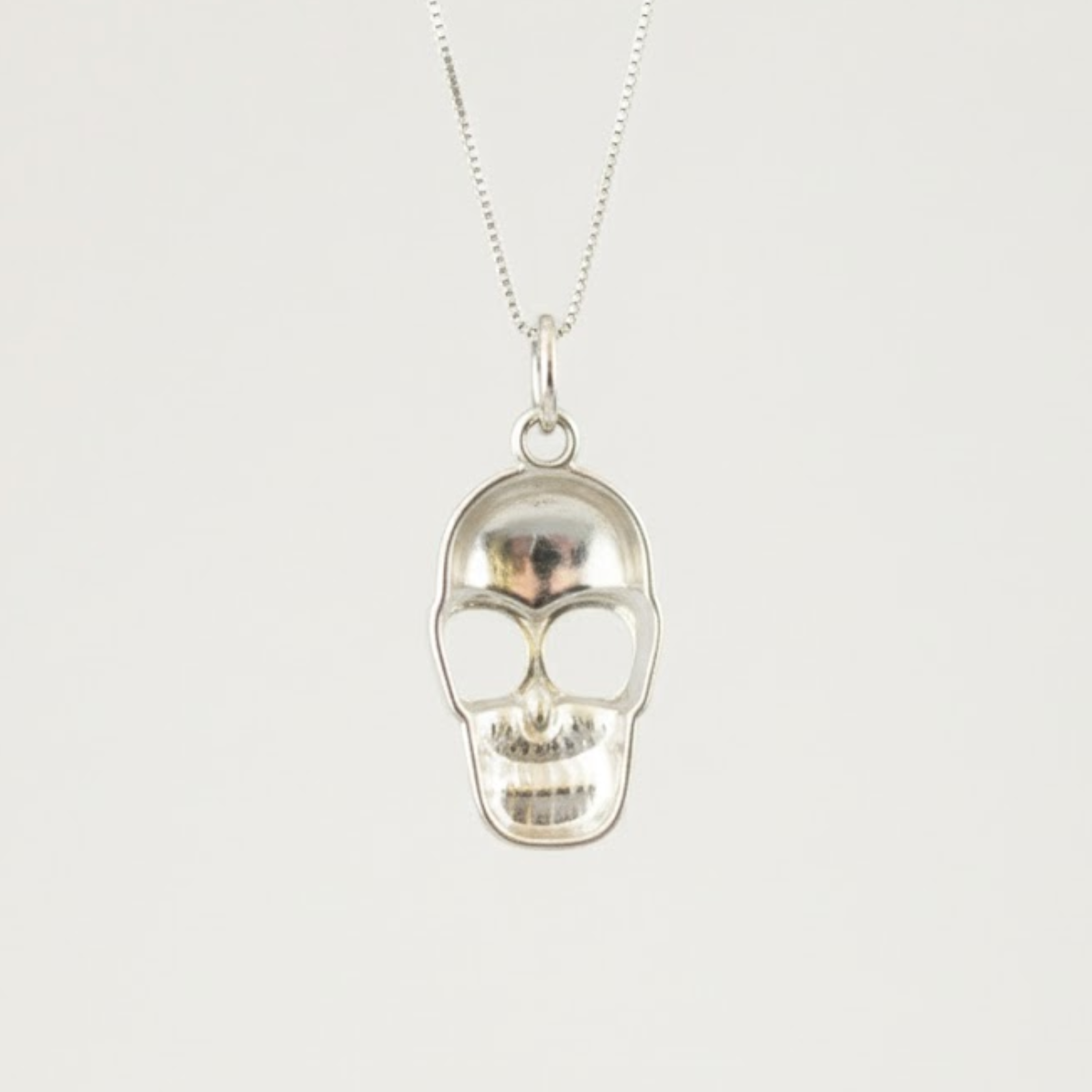 Silver Skull Pendant Necklace - Crafted from 925 Sterling Silver, a bold accessory for gothic lovers and a great gift choice.