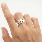 Silver Holes Ring - Unique Moon Crater Design, Crafted in 925 Sterling Silver for Daily Wear and Special Celebrations.