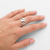 Silver Holes Ring - Bold Moon Crater Style in 925 Sterling Silver, Ideal for Casual Wear and Memorable Gifts.