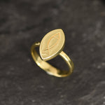 Gold Fish Ring, Pisces Ring, Gold Plated Ring, Vermeil Ring, Flat Ring, Marquise Ring, Fish Ring, Symbolic Ring, Boho Ring, Christian Ring